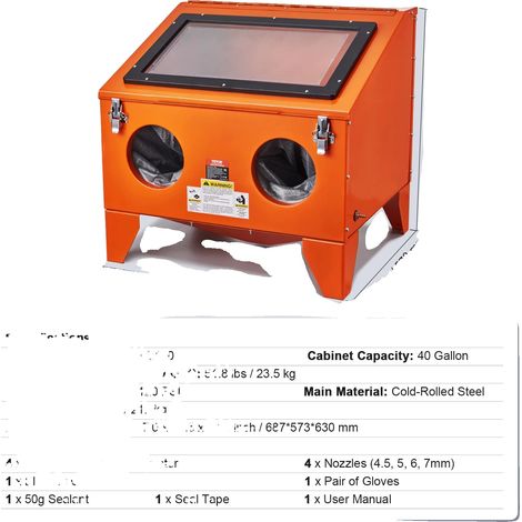 Cabine de sablage, Design compact, Haute efficacité, 40 Gallon (1/2)