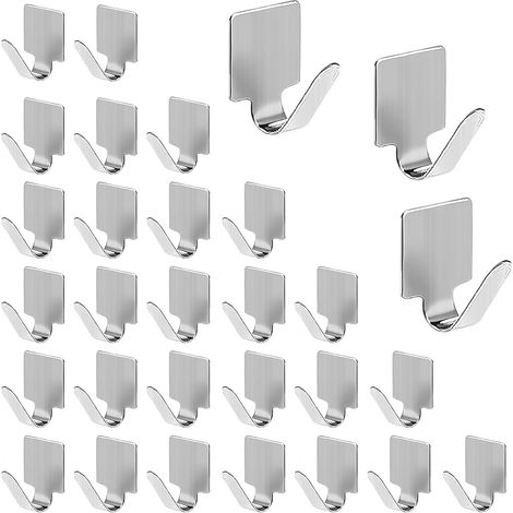 30 ganchos autoadhesivos de acero inoxidable, ideales para el baño o el dormitorio. (1/5)
