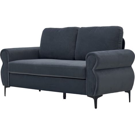 Sofá de 2 plazas desmontable gris oscuro con estructura de metal y madera, 173,5 cm HOMVRA (1/5)