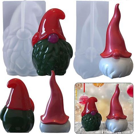 2 pieces of Christmas dwarf silicone mould Christmas candle mould Silicone soap mould (1/5)