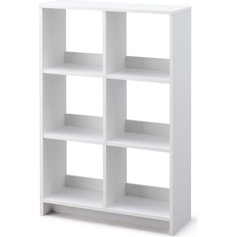 Iris Ohyama, Meuble de rangement ouvert, Bibliothèque, Étagère de 6 casiers, Grande capacité, horizontale & verticale, Bureau, Chambre, Salon - Wood Open Shelf WOS-6 - Chêne Blanc