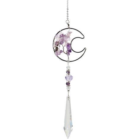 Arbre de Vie Attrape-soleil violet en cristal et prisme en forme de goutte, décoration murale pour fenêtre, jardin, voiture, maison (1/5)