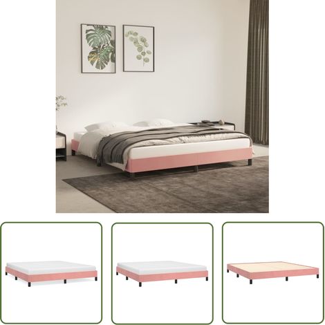 The Living Store Bettgestell Rosa 180x200 cm Samt - Samtbettwäsche - Rosa Bettgestell - Doppelbett Gestell - Boxspringbett - Bettrahmen (1/5)