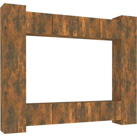 Maison Exclusive - 8-tlg. TV-Schrank-Set Räuchereiche Holzwerksto