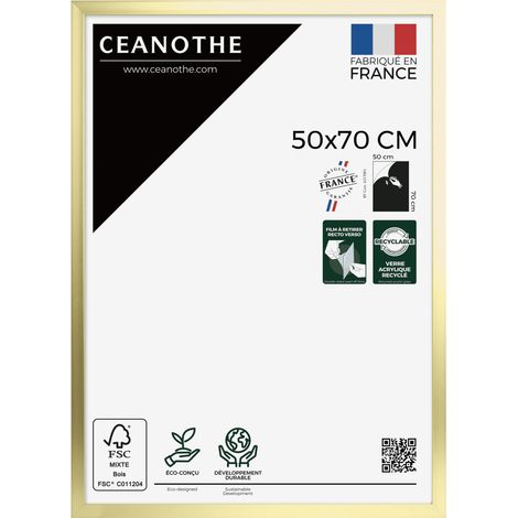 Cadre photo doré 50x70 cm – Verre acrylique incassable – Résine recyclée 92% – Finition laquée moderne – Pour affiches A2 et posters – Ceanothe (1/5)