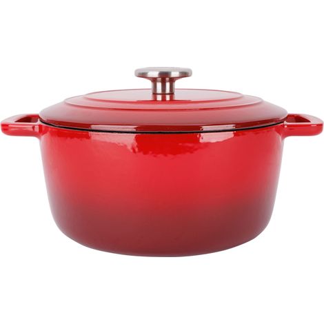Cocotte con tapa - COSY & TRENDY - FONTESTIC - Hierro fundido esmaltado - Ø24 cm - 4,6 L - Todos los fuegos, incluida inducción - Rojo (1/4)