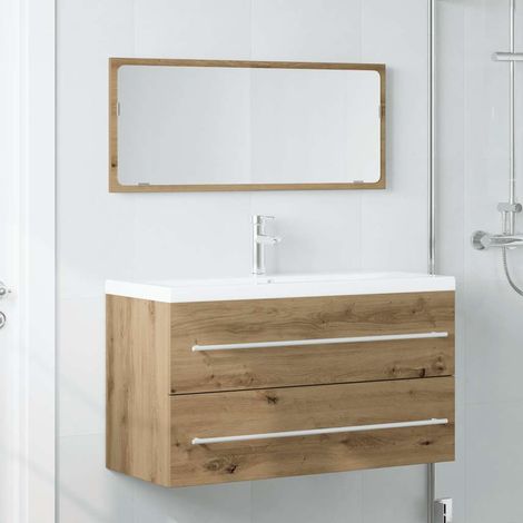 Juego de muebles baño 2 piezas madera ingeniería roble artisan
