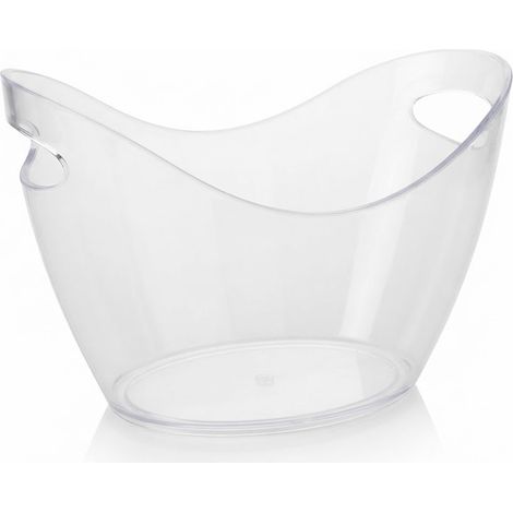 Cestello Ghiaccio PORTA per 2-4 Bottiglie Capiente Ovale Glacette Trasparente in Plastica Resistente con Manici Secchiello Champagne Vino Prosecco Spumante Uso Quotidiano e Professionale (1/5)