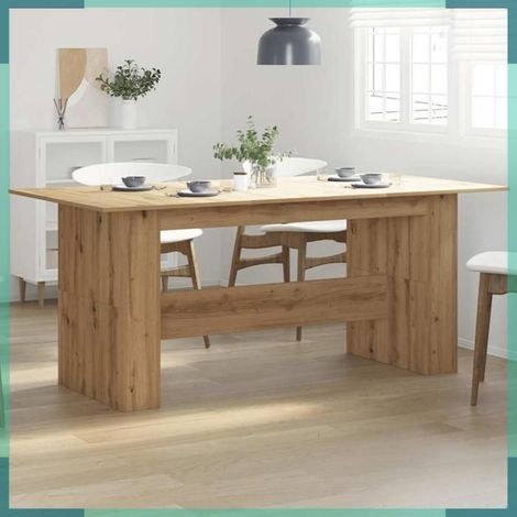 855845 Table à manger chêne artisanal 180x90x76 cm bois d'ingénierie (1/5)