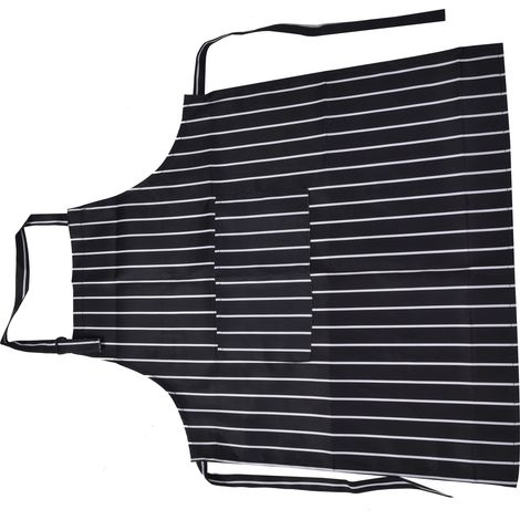 Tablier de cuisine imperméable et ajustable avec double poche, idéal pour les cuisines, restaurants et boulangeries. Noir et blanc.