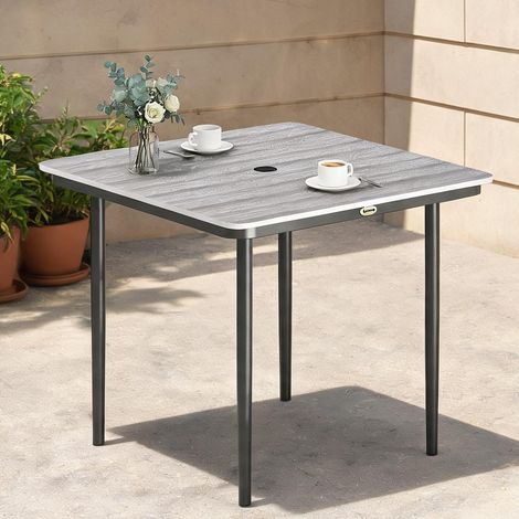 Table de jardin carrée 85 cm avec trou de parasol pour 4 (1/5)