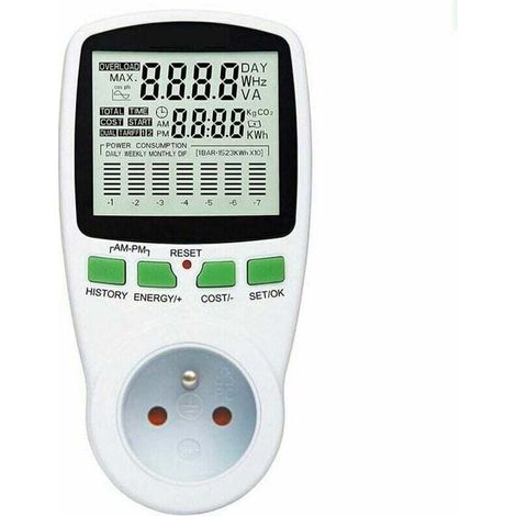 Misuratore monoblocco di potenza (watt/kW), amperometro, monitor per il consumo di elettricità domestica, analizzatore e tester, protezione da sovraccarico 178.57.7 (1/4)