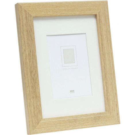 Deknudt Cadres Cadre photo de avec passe-partout, couleur bois naturel, S66KH1 P1, 20 x 20 cm, pour photo de 13 x 13 cm, cadre de bois MDF, à suspendre ou à exposer.