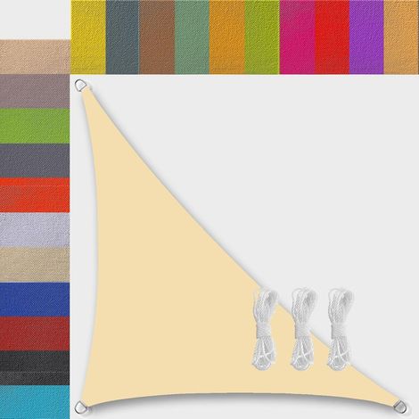 Toile d'ombrage Imperméable Anti 95% UV Résistant intempéries Voile d'ombrage ajourée pour terrasse Patio Jardin extérieur Piscine Triangulaire Triangle Beige 2x2x2.8m (1/5)