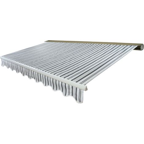 Elektrische Kassetten-Markise HHG-299, Vollkassette Volant 4x3m Polyester Grau/Weiß (1/5)