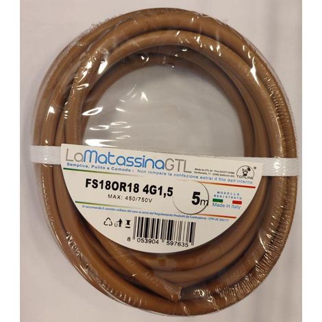 Cavo fs18or18 go-at topline 5 metri 4x1,5 marrone - mfs184g1,5ma05