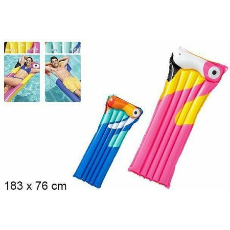 TRADE SHOP - Materassino Gonfiabile Mare Piscina Spiaggia Stampa Uccello Tropicale 183x76cm -