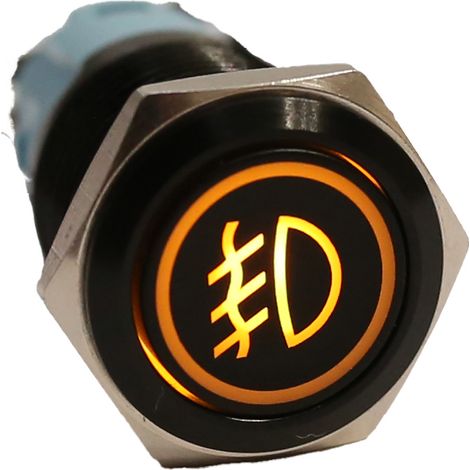 Interruttore fendinebbia a pulsante con LED arancione bistabile da 16 mm. (1/3)