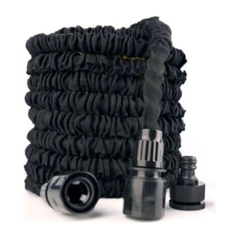 Tuyau d'arrosage extensible de 7,5m/25 ft, tuyau d'arrosage extensible flexible pour maison, pelouse, voiture avec buse de pulvérisation professionnelle 8 fonctions (7,5 m/25 ft, noir)