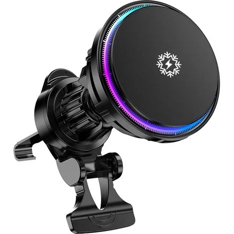 Chargeur de voiture magnétique sans fil 30 W avec refroidissement par glace, station de charge rapide pour iPhone 15, 14, 13 et 12 Pro Max, support de téléphone de voiture MacSafe. (1/5)