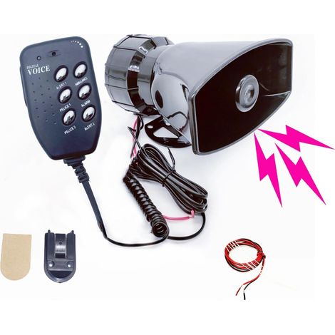 Avertisseur sonore de police 6 tons 12 V - Klaxon électrique - 135 dB - Volume réglable - Noir - Pour voiture, bateau, etc (1/5)