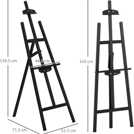 Cavalletto da pittura pieghevole in legno di pino nero, regolabile (1/4)