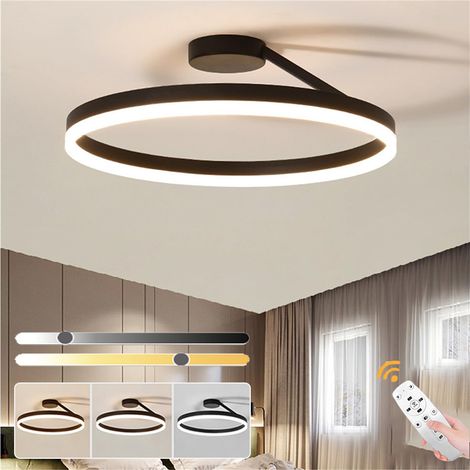 Plafonnier LED à intensité variable, lustre LED moderne avec télécommande, plafonnier rond encastré de 30 cm, température de couleur 3 couleurs (1/5)
