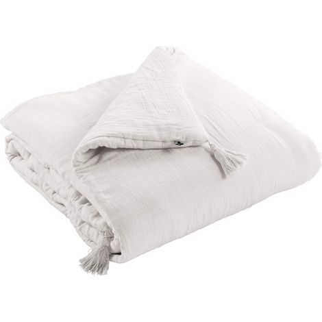 Couvre-lit double gaze de coton blanc 90x200 cm