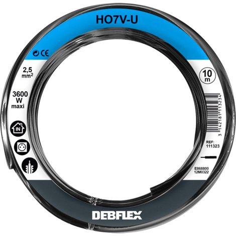 Debflex 111323 - Cavo HO7V-R 2,5 matassa da 10 m, colore: Nero