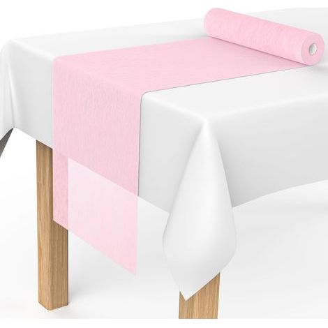 Non-woven table runner - 30 m x 30 cm - light pink - disposable table decoration - table decoration for communion, Christmas, party, birthday, wedding - festive decoration (1/5)