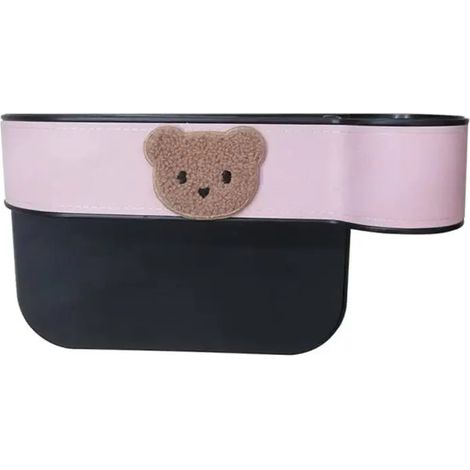 (pink copilot) Boîte de rangement de voiture 1 pièce, organisateur latéral de siège, porte-gobelet, en cuir multifonctionnel, combleur d'espace entre les sièges, accessoires de voiture (1/5)