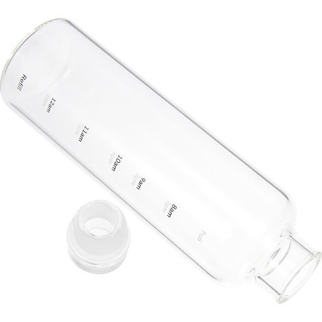 Transparente Wasserflasche mit großem Fassungsvermögen, Wasserstandsanzeige, hitzebeständig, tragbar für Sport und Alltag (1/5)