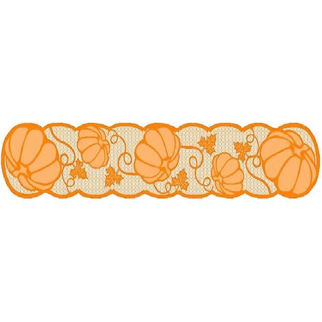 Ensemble de décoration de table pour Thanksgiving : chemin de table, nappe à motifs de feuilles d'érable et de citrouilles, style champêtre, en dentelle. (1/5)