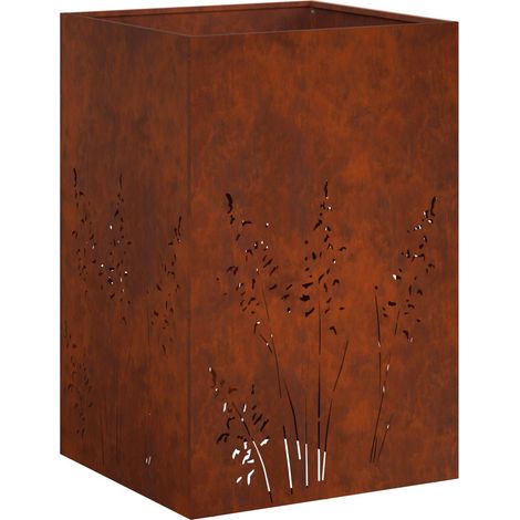 vidaXL Macetero de Jardín Oxidado 50 x 50 x 75 cm Acero oxidado (1/2)