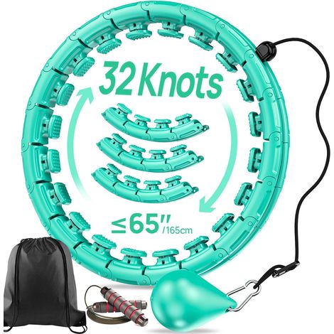 Exercice Hoop Lesté Grande Taille, 32 Poids Amovibles pour Adultes et Débutants, 2 en 1 Antraînement Abdominal et Massage, Hoola Hoop Anti-Chute avec Boule à Rotation Automatique (1/5)