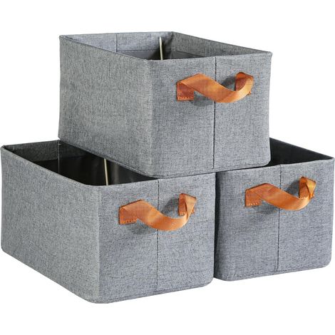 Cube Rangement Tissu, Lot de 3 Paniers 31 x 20 x 16 cm, Armature Métallique et Poignées, Pliable pour Armoire, Rangement Vêtements, Jouets et Livres de Chambre (1/5)