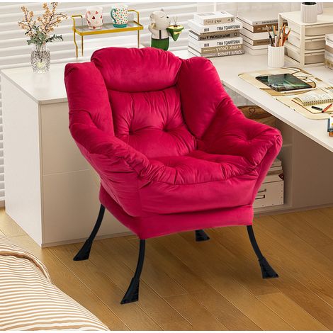 MODFU – Fauteuil de relaxation métal et coton PP – Poche latérale, appui-tête rembourré et housse amovible – Charge 200 lb, sans outil – Salon – Rouge brique (1/5)