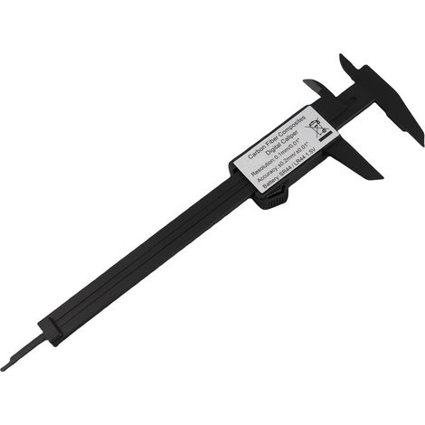 Pied à coulisse numérique électronique 150mm 6 pouces, outil de mesure avec écran LCD, conversion mm/inch, en PA66 noir (1/5)