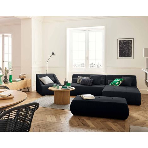 Onyx - 4-sitzer modulares ecksofa beidseitig montierbar - cord - schwarz