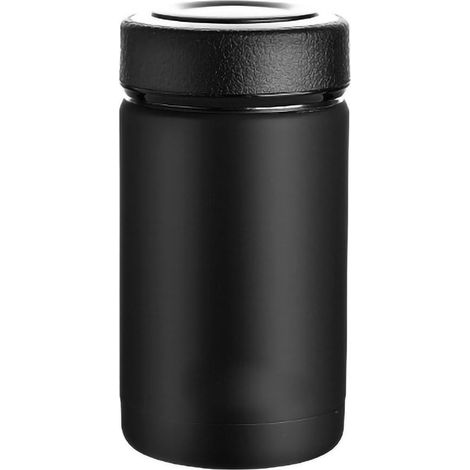 Gourde isotherme en acier inoxydable 380ml, idéale pour étudiants, sports et camping, design noir élégant. (1/5)