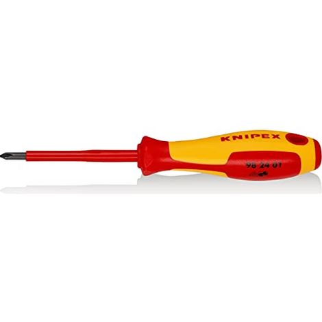 Knipex Giravite per Elettricisti per Viti con Impronta a Croce Phillips Brunita, Impugnatura Isolante, in Materiale Bicomponente, Collaudato Vde 187 Mm 98 24 01 (1/2)