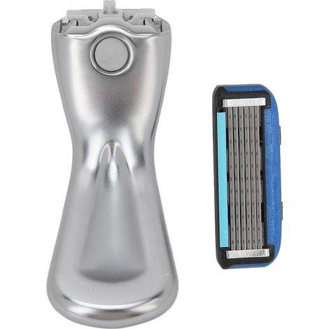 Rasoir manuel homme 6 lames étanche précision portable amovible coupe rapide, finition argent mat, rasage confortable pour barbe et visage. (1/5)