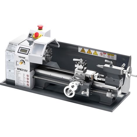 VEVOR Tornio per Metalli, 210 x 370 mm, Tornio di Precisione da Banco, Variabile Velocita 2500 Giri al Minuto, con Mandrino Ingranaggio 550 W per Elaborare Metalli Morbidi Legno Plastici