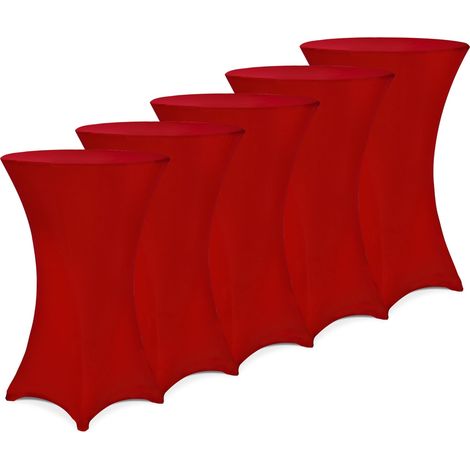 DEUBA® 5x Housses de table de bar bistrot ronde nappe mange debout protection table de cocktail tissu stretch  Set de 5 pièces Ø70 cm / Bordeaux Rouge