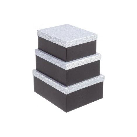 SCATOLA GLITTER NERO-ARGENTO M