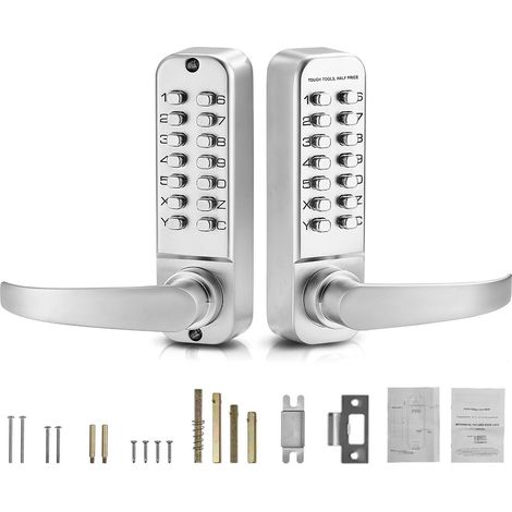 Serrures de porte à clavier mécanique, acier inoxydable double face, étanche, avec poignée, pour portail extérieur, maison, bureau. (1/5)