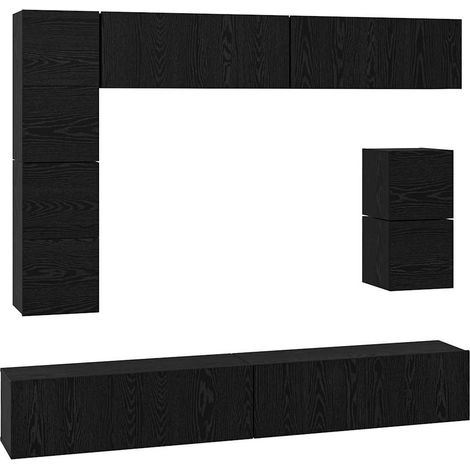 Maison Exclusive - TV-Schrankset 8 pcs Schwarz Eichen-Optik Holzw