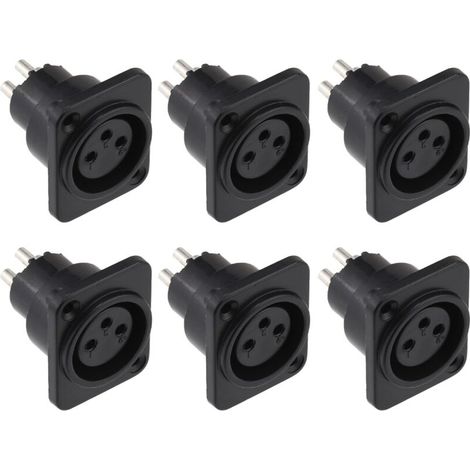 Lntyq 6 Pièces Prise XLR femelle, prise XLR à montage sur panneau à 3 broches, connecteur XLR femelle pour microphone, contacts en cuivre nickelé