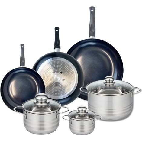 Ensemble de 3 Poêles de cuisson 20, 24 et 28 cm et 3 faitouts 12, 16 et 20 cm Elo Prima Brillant (1/5)