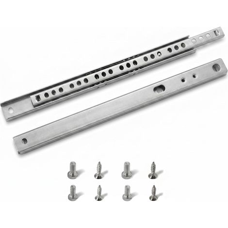 Lot de 2 Glissières pour Tiroirs, Glissières à Billes-rainure 17 mm Longueur 246 mm, Glissières Rails de Tiroir en Métal à Roulement à Billes, Coulisse Tiroir ail tiroir coulissant, montage facile, vi (1/5)